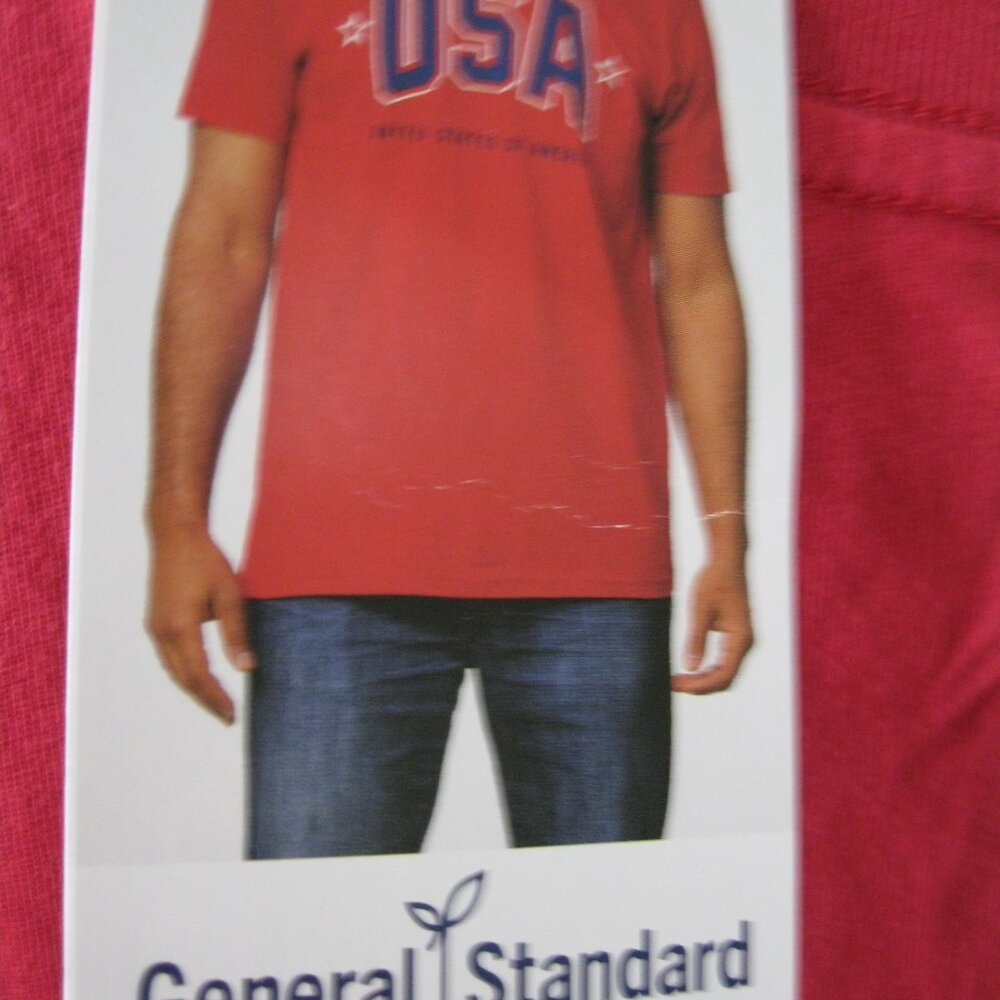 General Standard MEN Cotton Short Sleeve T-Shirt USA graphic print, S, Red &Blue